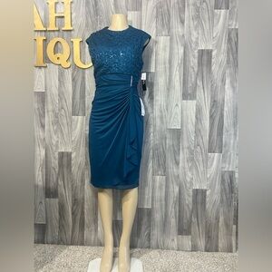 Betsy & Adam Teal Lace Midi Dress